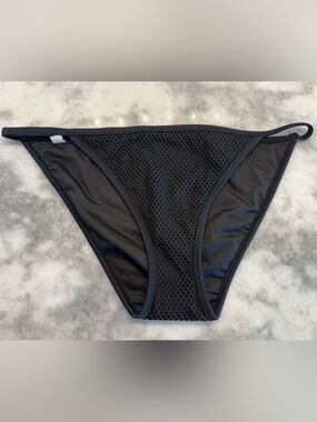 Victoria’s Secret Black Textured Mesh Bikini Bottom Cheeky Minimal L Vacation
